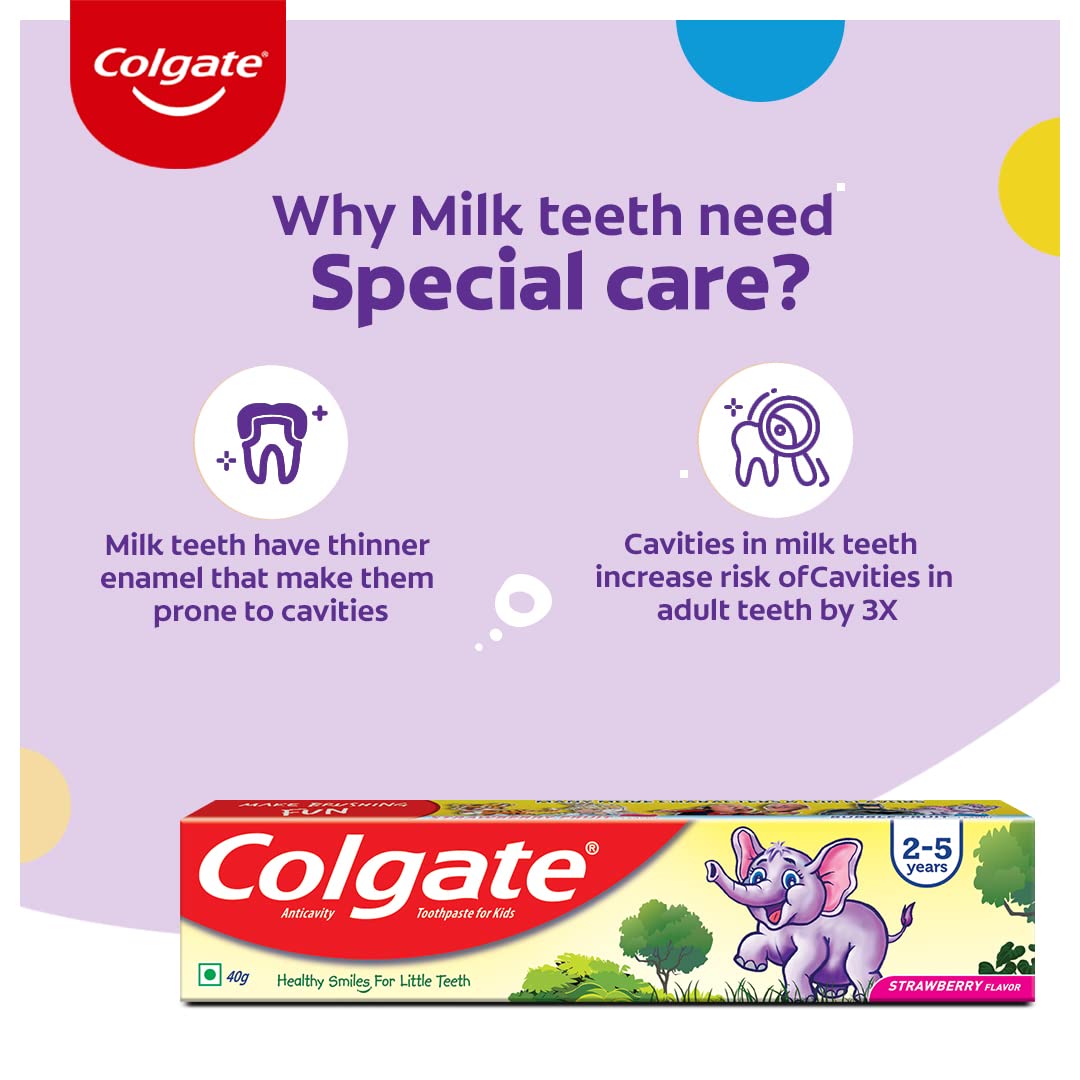 Colgate Kids Toothpaste For 2-5 Years, Strawberry Flavour - 40gm