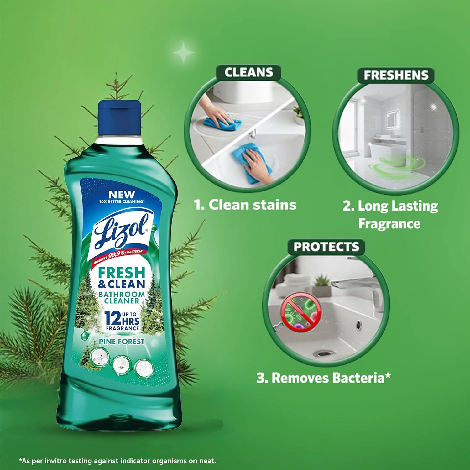 Lizol Fresh & Clean Bathroom Cleaner | Pine | 1L