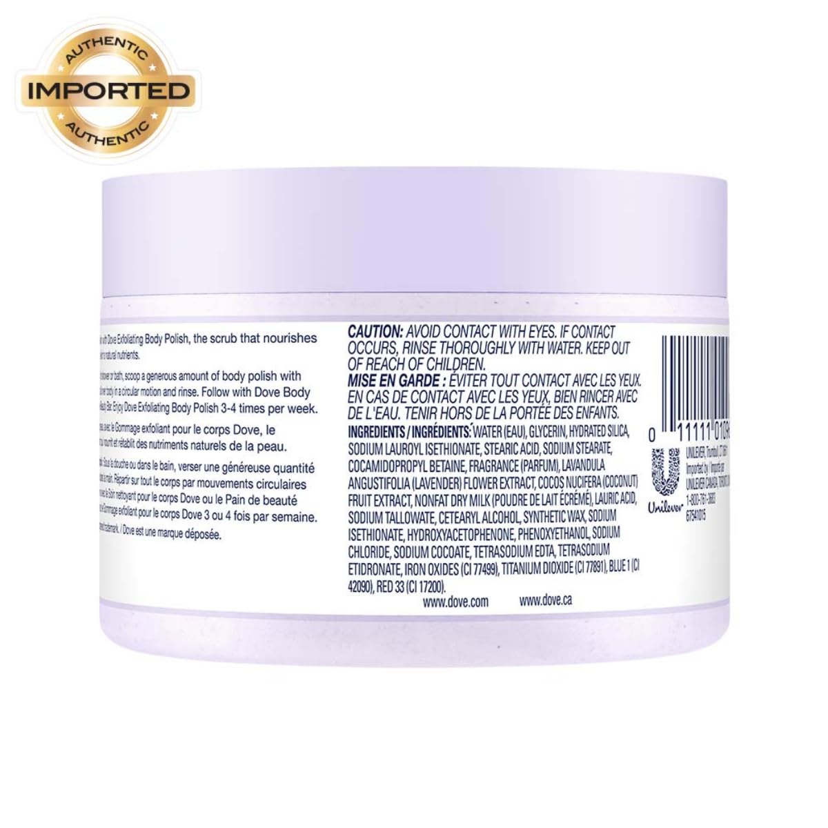 Dove Exfoliating Body Polish Scrub With Crushed Lavender And Coconut Milk - 298 gm