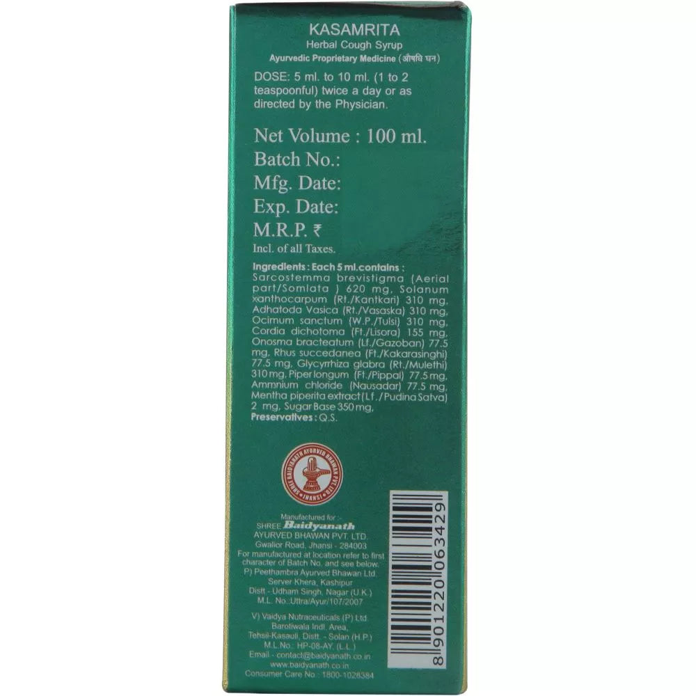 Baidyanath Kasamrit Herbal (100ml) For Cough and Cold and related ailments