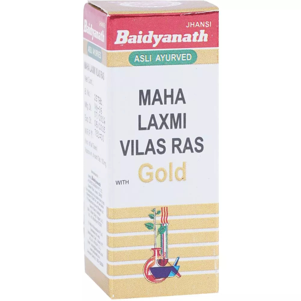 Baidyanath Mahalaxmivilas Ras (Swarna Yukta) (10tab) for Acts well in Cough, Cold, Fistula, Swelling in Throat and Sinusitis, Joint Pains