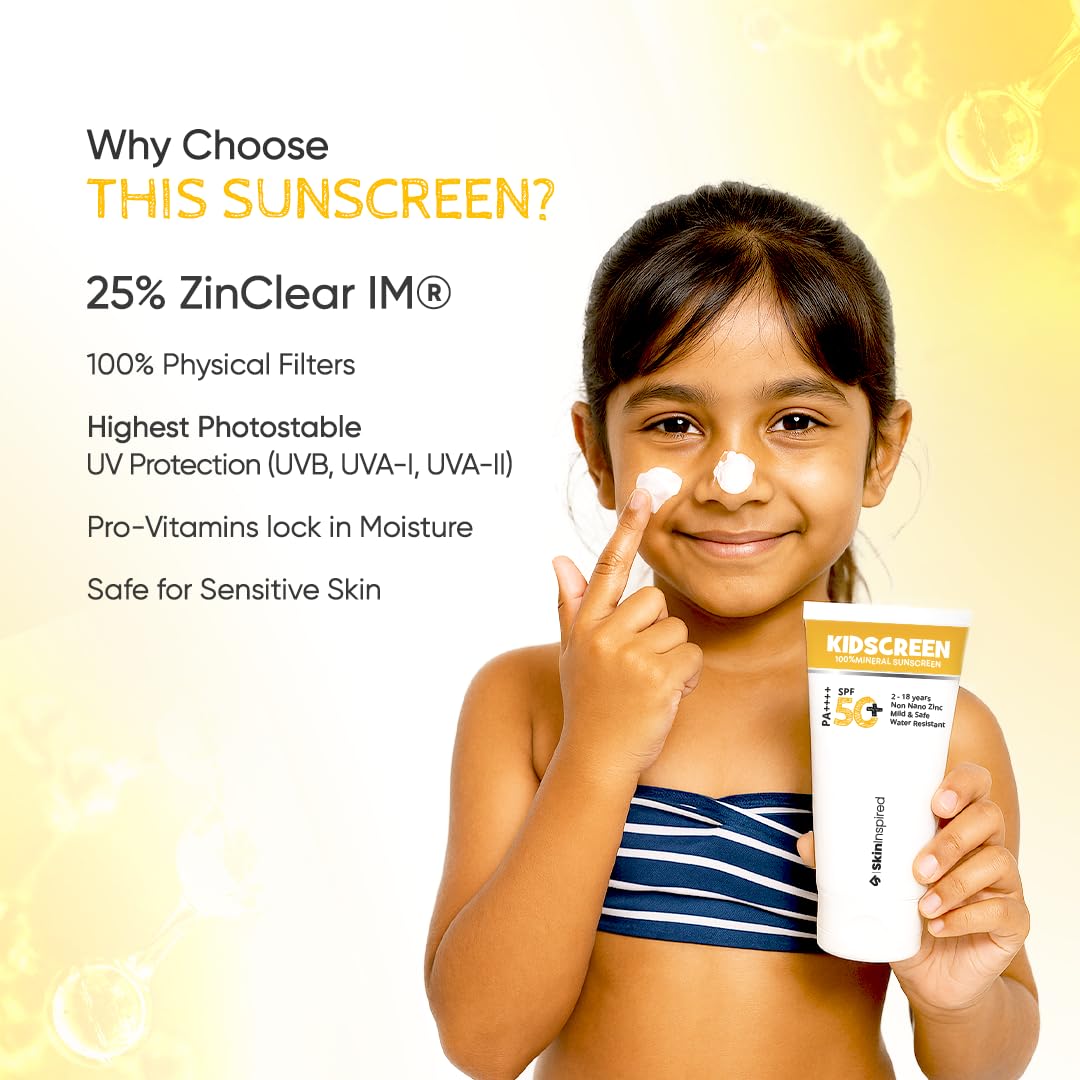 SkinInspired Kidscreen 100% Mineral Sunscreen SPF 50+ PA++++ - 50 gm