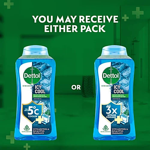 Dettol Icy Cool Shower Gel Bottle For Men -Menthol & Eucalyptus Fragrance, 250 ml