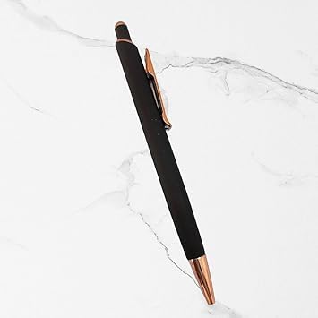Matte Black Metallic Ball Pen with Glossy Rose Gold Clip