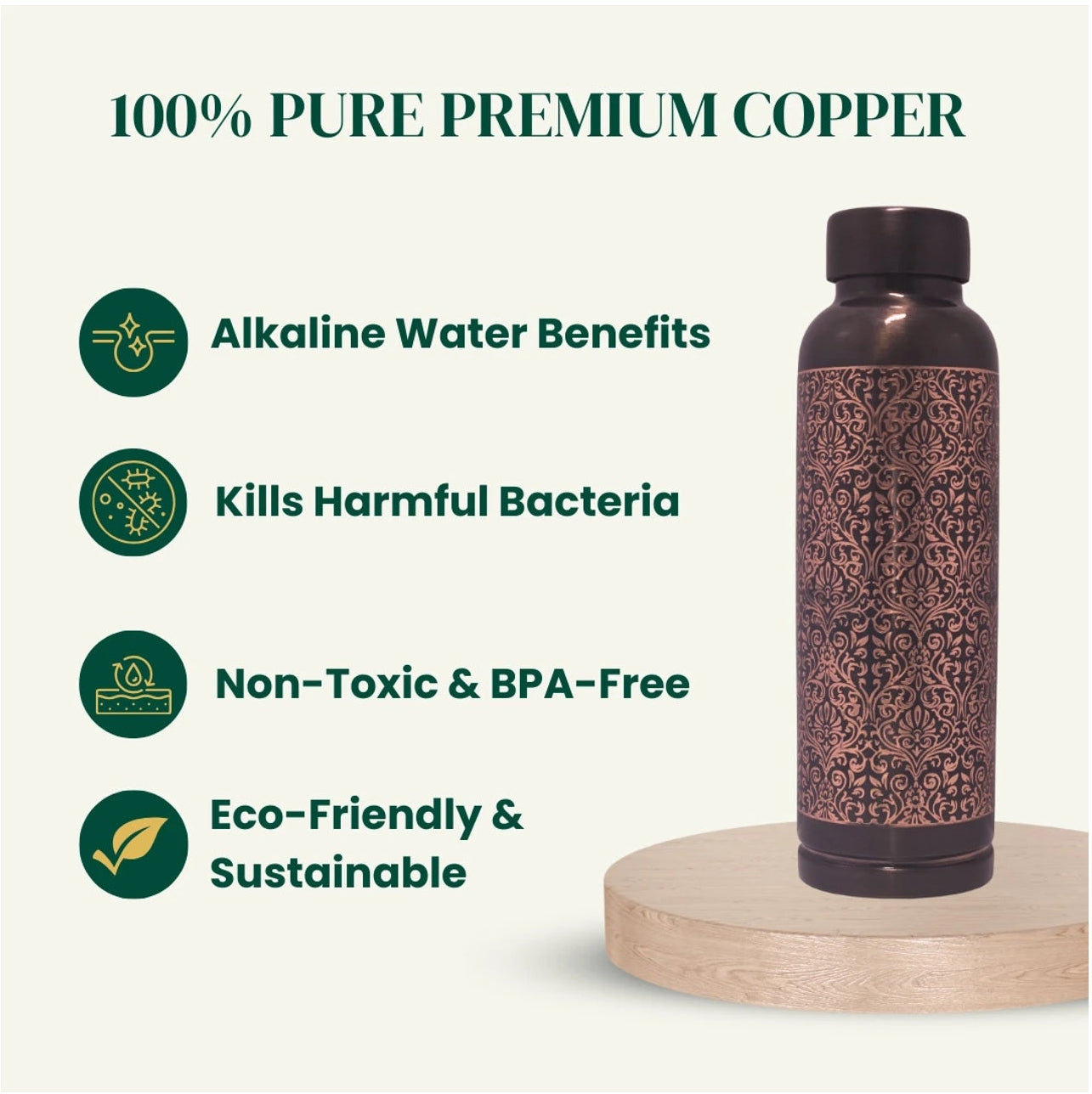 Royal Antique Copper Printed Stainless Steel Water Bottle