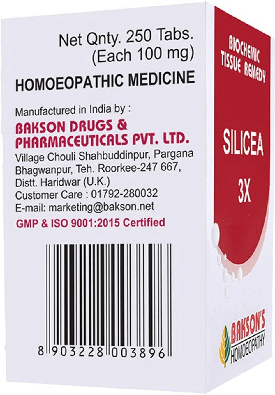 Bakson's Homeopathy Silicea Biochemic Tablets - 3X - 25 gm