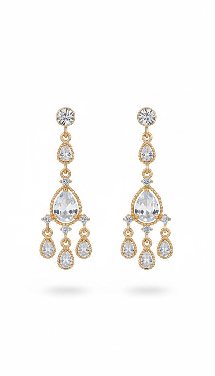 Celestial Pear-Cut Bridal Dangle Earrings