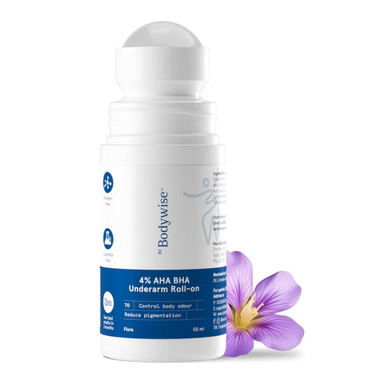 BeBodywise 4% AHA BHA Underarm Roll On For Reduce Pigmentation - Flora Fragrance - 50 ml
