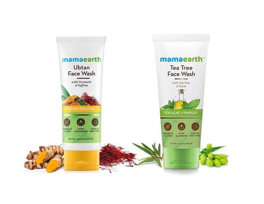 Mamaearth Ubtan Face Wash And Tea Tree Face Wash - 100ml + 100ml