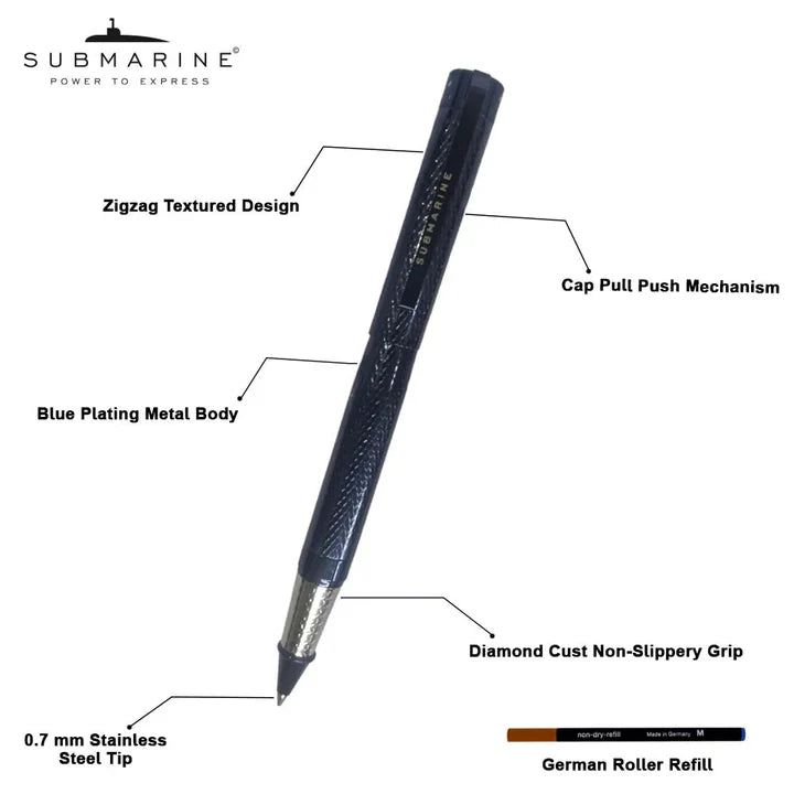Blue Plate Roller and Ball Pen Set