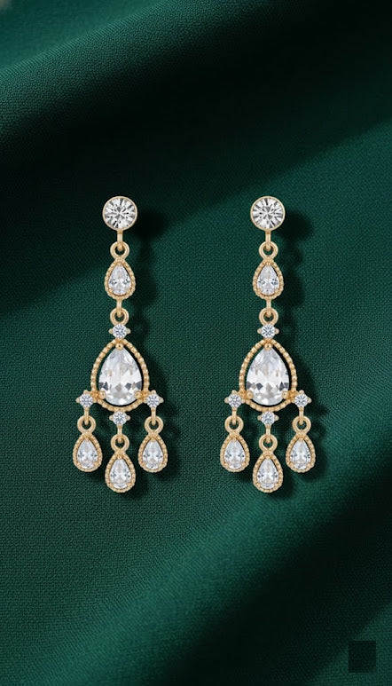 Celestial Pear-Cut Bridal Dangle Earrings
