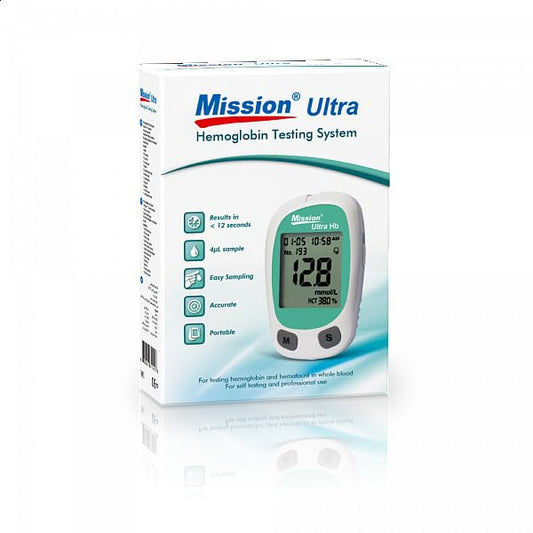 Mission Ultra Hemoglobin & Hematocrit Testing Device.