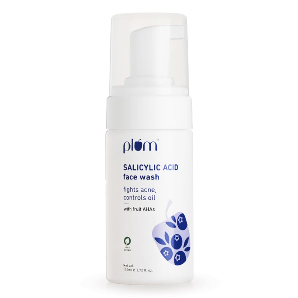 Plum Salicylic Acid Foaming Face Wash - Fights Active Acne & Oil For Smooth Skin - 110 ml