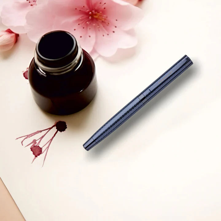 Blue Plate Roller and Ball Pen Set