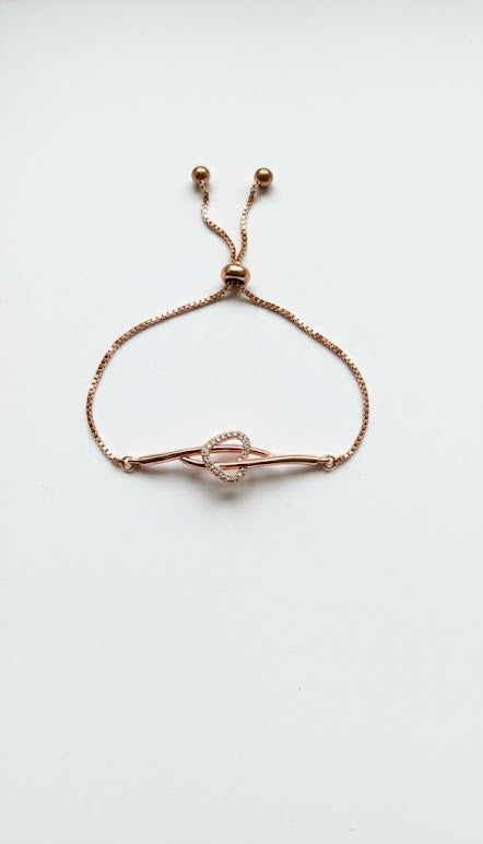 Rose Gold Pavé Heart Adjustable Slider (Bracelet)