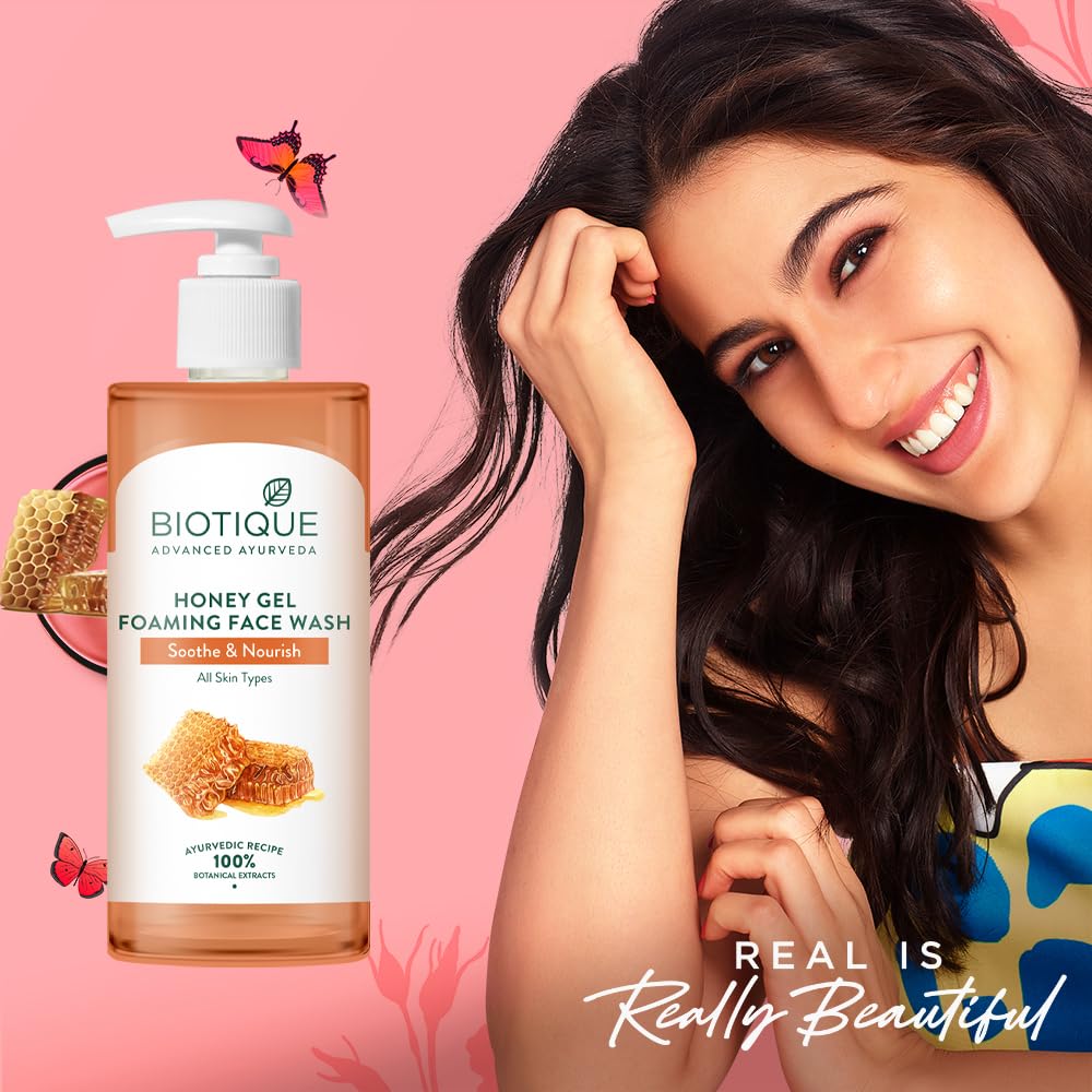 Biotique Honey Gel Soothe & Nourish Foaming Face wash | Soap Free Formula | 200ml