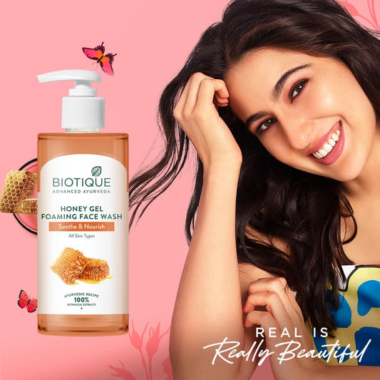 Biotique Honey Gel Soothe & Nourish Foaming Face wash | Soap Free Formula | 200ml