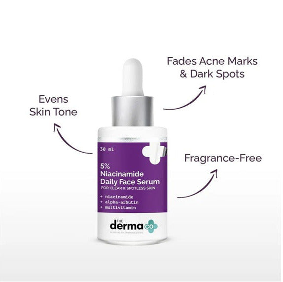 The Derma Co 5% Niacinamide Daily Face Serum with Alpha Arbutin & Multivitamin - 30ml
