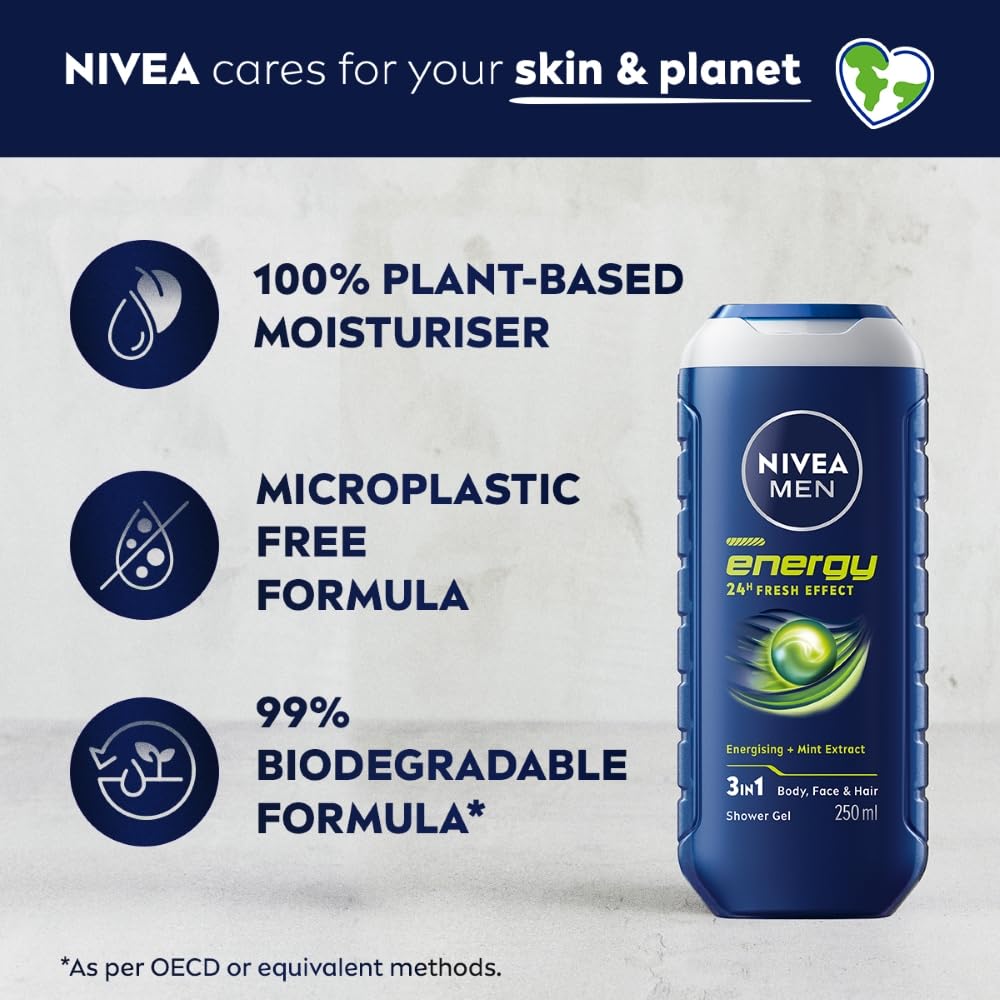 Nivea Men Energy Shower Gel With Mint Extracts - 250 ml