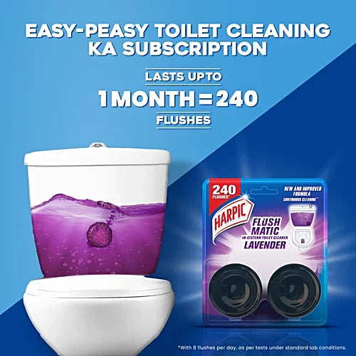 Harpic Flushmatic In-Cistern Toilet Cleaner Block - Lavender, 100 g