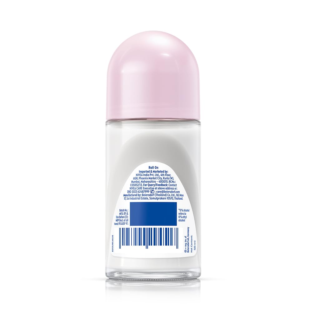 Nivea Pearl and Beauty Deo Roll On With Pearl Extracts & Avocado Oil 48 H Smooth & Beautiful Underarms 0% Alcohol - 50 ml