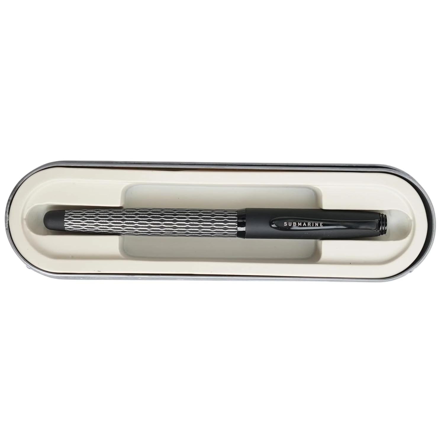 Submarine 1033 Inkspire Premium Black Body Fountain Pen Set with Dual Ink Bottles Blue and Black