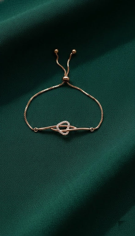 Rose Gold Pavé Heart Adjustable Slider (Bracelet)