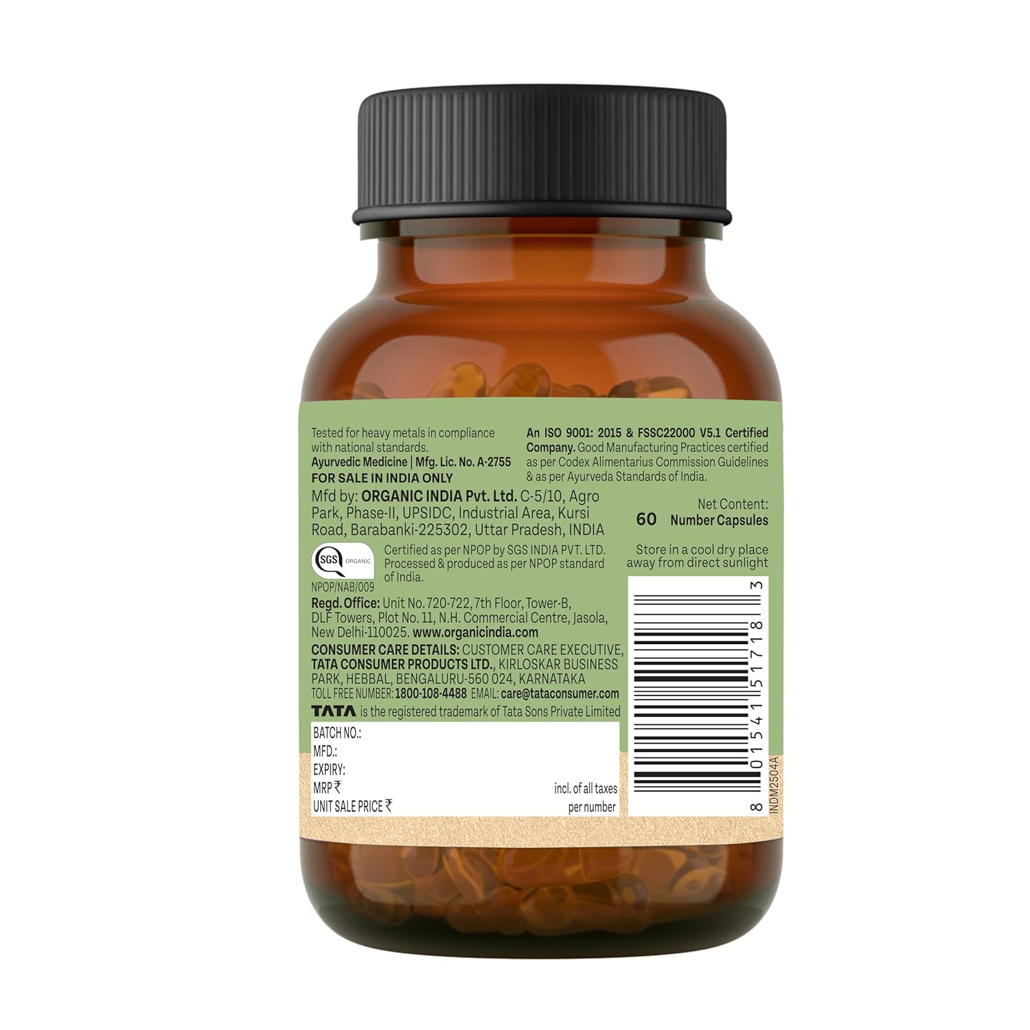 Organic India Garcinia Cambogia - 60 Veg Capsules, Improves Fat Metabolism, Lean Muscle Development, Boosts Energy, Enhances Immunity, & Helps Weight Management, GMP & NPOP Certified