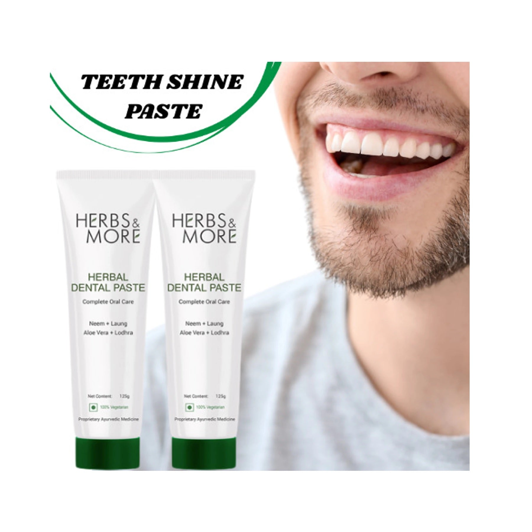 HERBS & MORE DENTAL PASTE Complete Oral Care | Neem + Laung + Alo Vera + Lodhra Toothpaste Toothpaste (125 g, Pack of 2)
