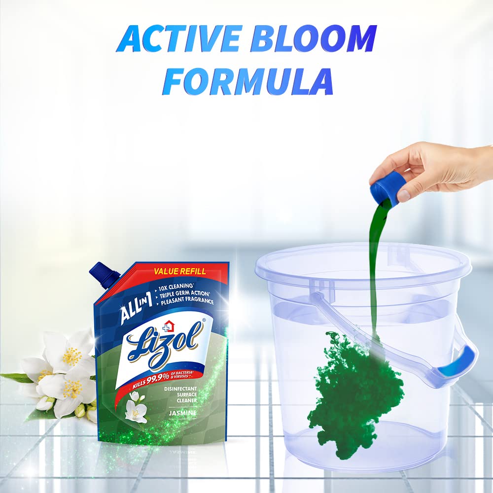 Lizol 1800 ml - Jasmine, Disinfectant Surface & Floor Cleaner Liquid Refill Pack