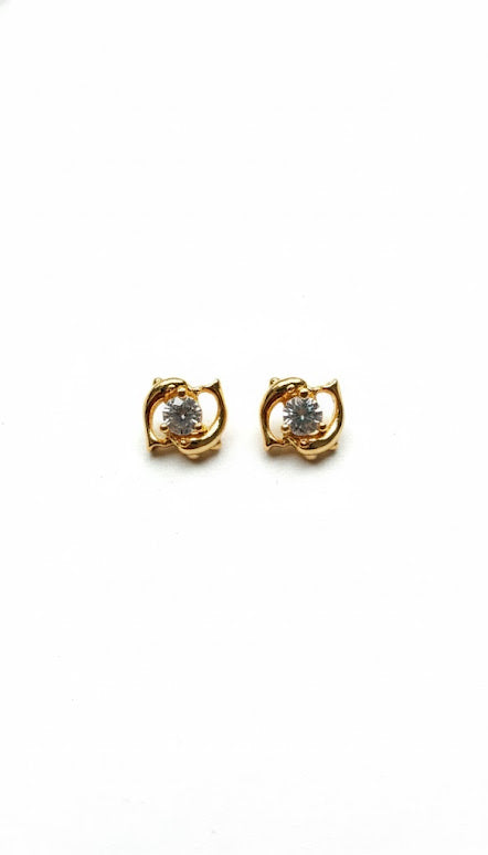 Elegant Gold Plated Crystal Stud Earrings for Women & Girls – Minimal Designer Daily Wear Earrings