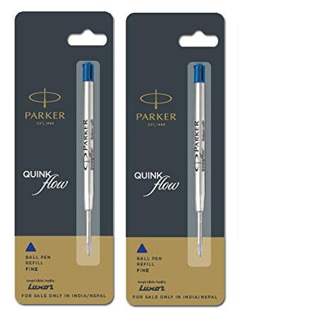 Parker QuinkFlow Ball Pen Refill – Fine Point, Blue Ink, Smooth Writing (Pack of 6)