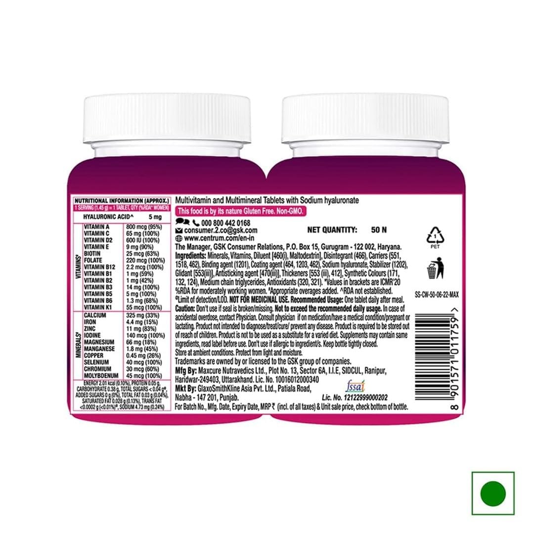 Centrum Women -Multivitamin Tablet for Women , 50 tablets