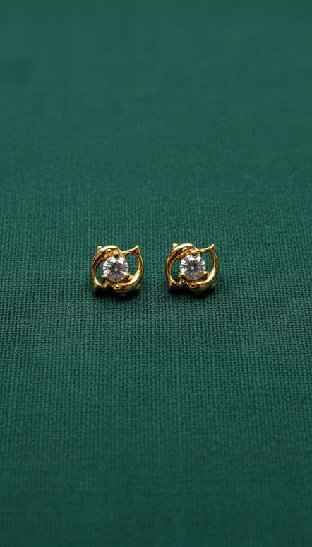 Elegant Gold Plated Crystal Stud Earrings for Women & Girls – Minimal Designer Daily Wear Earrings