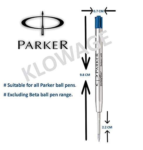 Parker QuinkFlow Ball Pen Refill – Fine Point, Blue Ink, Smooth Writing (Pack of 6)