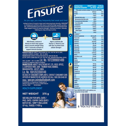 Ensure No 1 Nutritional Supplement Drink Powder Vanilla 375gm