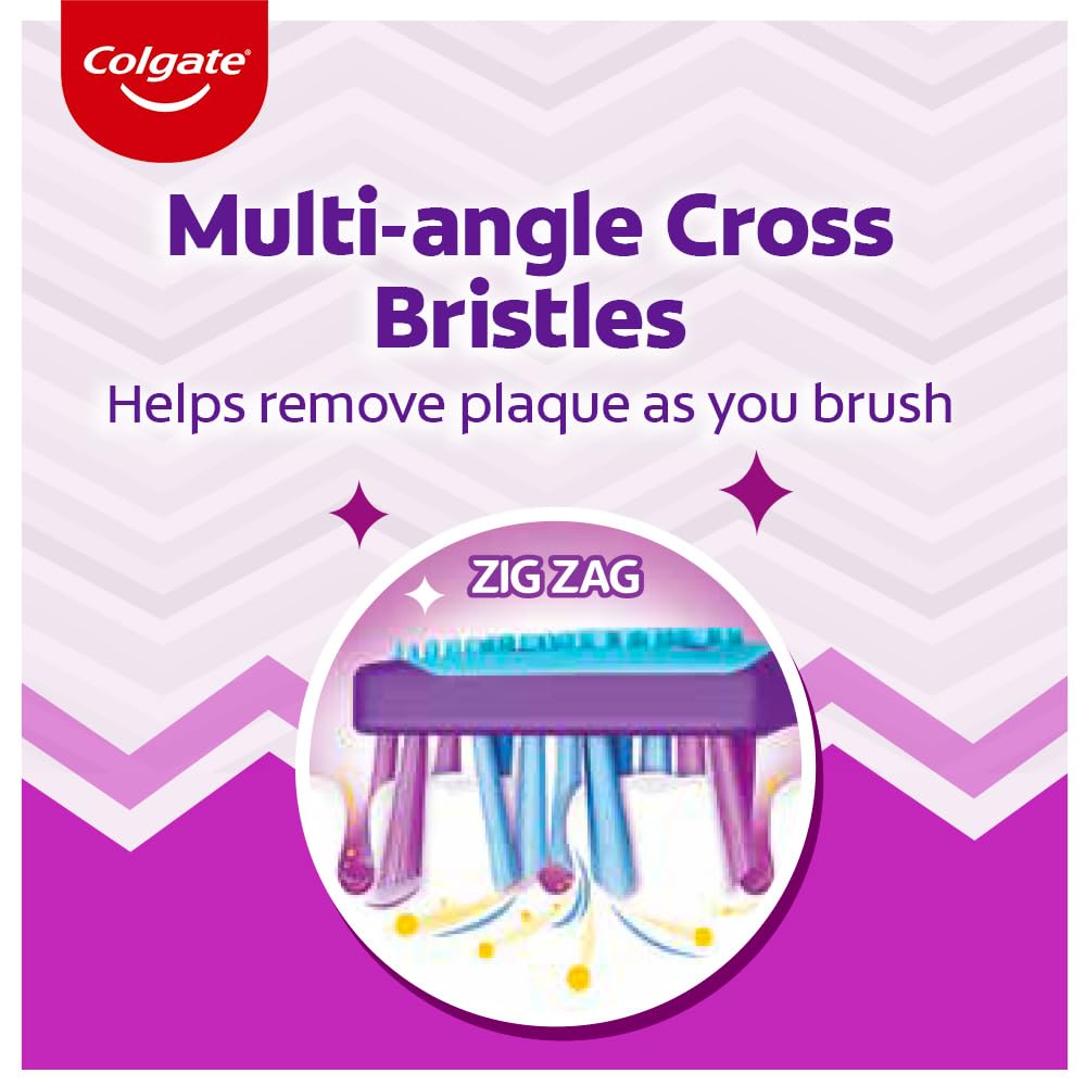 Colgate Zigzag Manual Toothbrush - Medium (Buy 2 Get 1) Multicolour