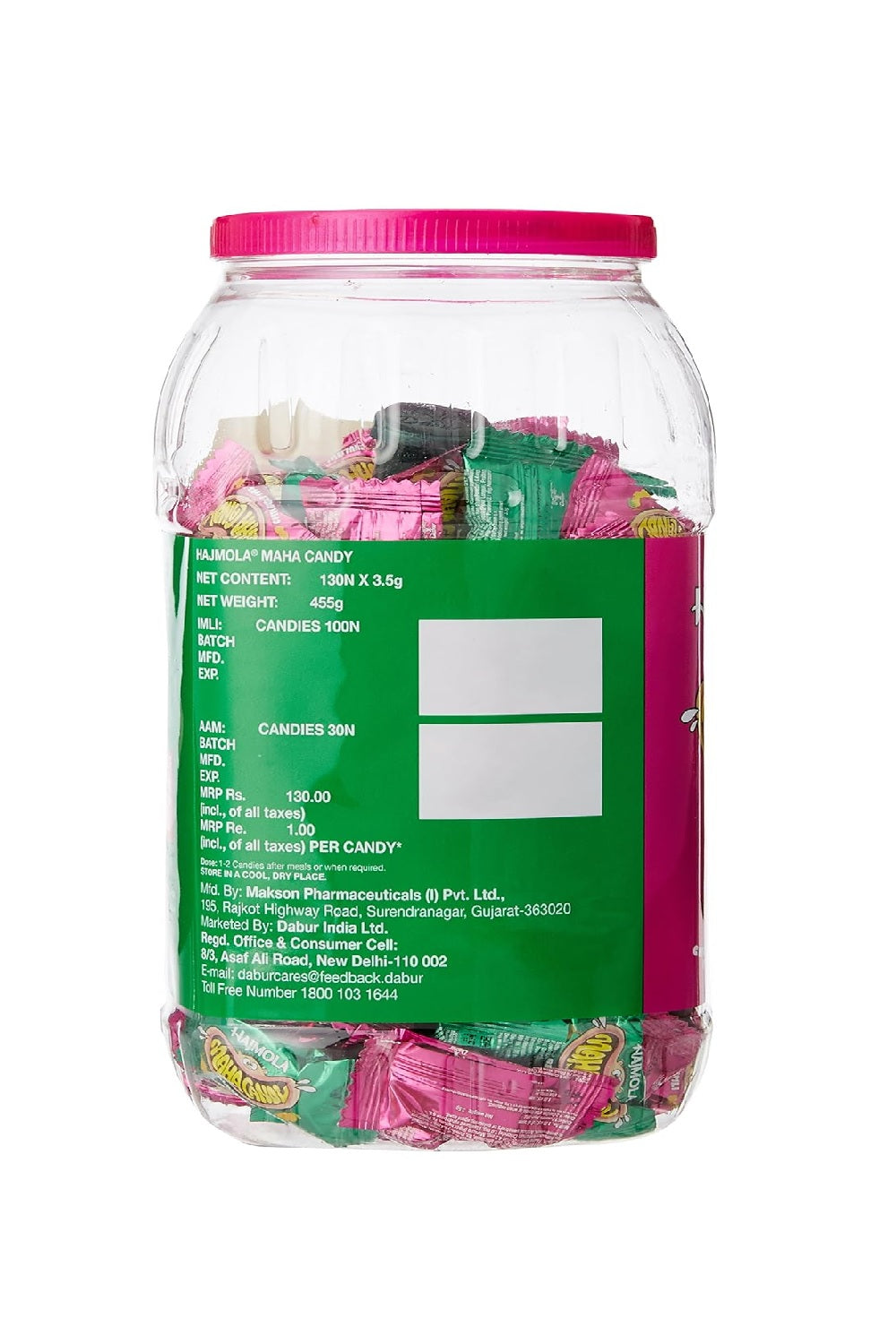 Hajmola Maha Candy Jar, Aam and Imli, 455g (130 Pieces) Inside the Jar