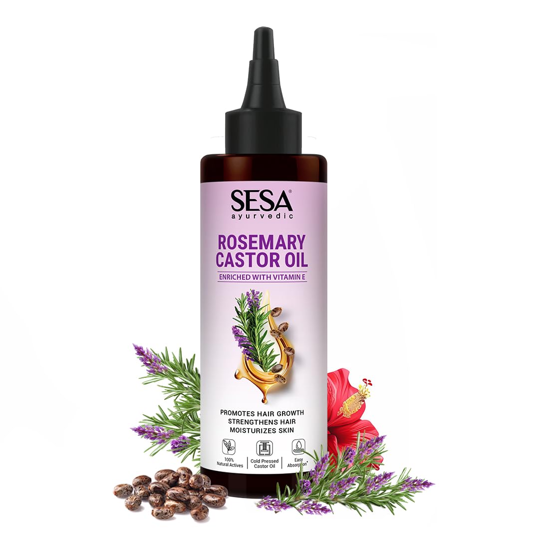 Sesa Ayurvedic Rosemary Hair Oil With Castor Oil - 200 ml | For Dry Hair & Skin