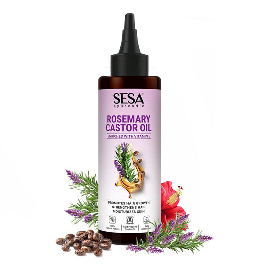Sesa Ayurvedic Rosemary Hair Oil With Castor Oil - 200 ml | For Dry Hair & Skin