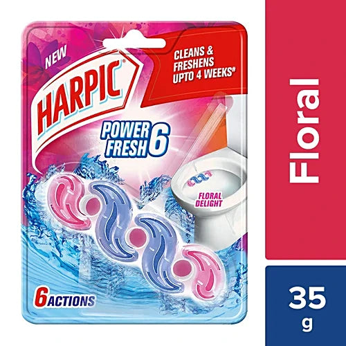 Harpic Power Fresh 6 Toilet Cleaner Rim Block - Floral Delight, 35 g
