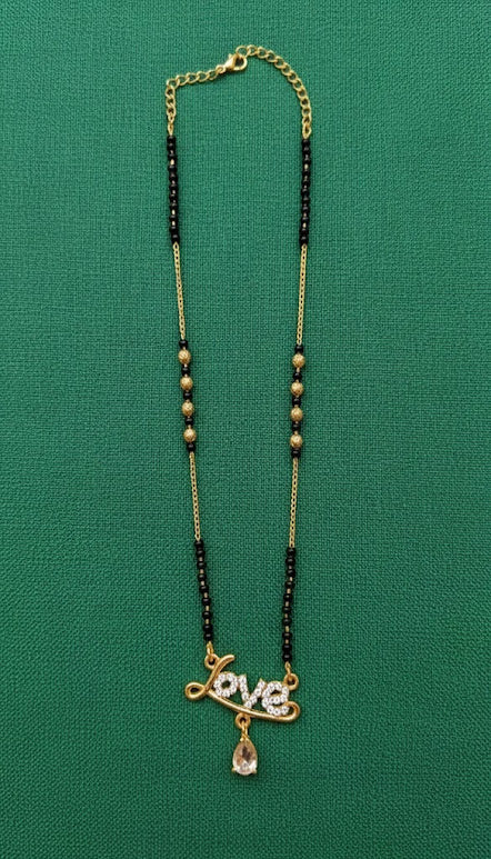 Elegant Love Pendant Black Beads Mangalsutra – Gold Plated Designer Mangalsutra for Women