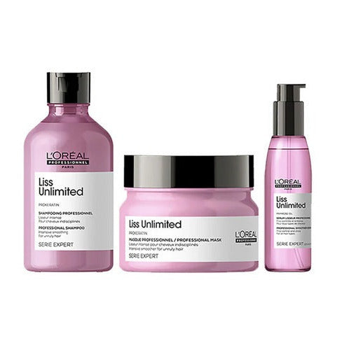 LOreal Professionnel Liss Unlimited Shampoo, Hair Mask & Hair Serum Serie Expert combo 125ml+300ml+250ml