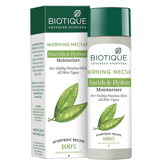Biotique Morning Nectar Flawless Skin Moisturizer l Prevents Dark spots, Blackheads and Blemishes l Visibly Flawless Skin l Nourishes and Hydrates Skin l All Skin Types l 120ml
