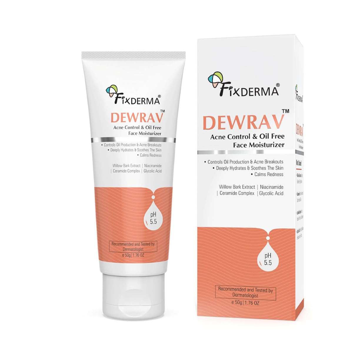 Fixderma Durave Acne Control & Oil Free Moisturizer for Face with Glycolic Acid - 50 gm