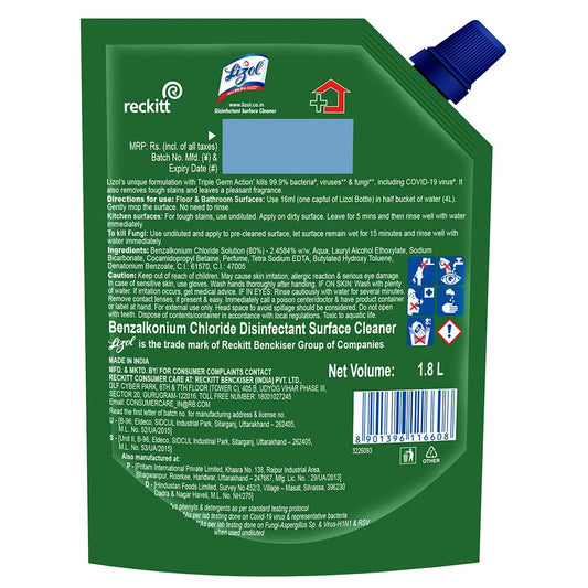 Lizol 1800 ml - Jasmine, Disinfectant Surface & Floor Cleaner Liquid Refill Pack