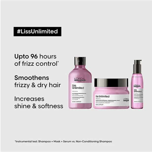 LOreal Professionnel Liss Unlimited Shampoo, Hair Mask & Hair Serum Serie Expert combo 125ml+300ml+250ml
