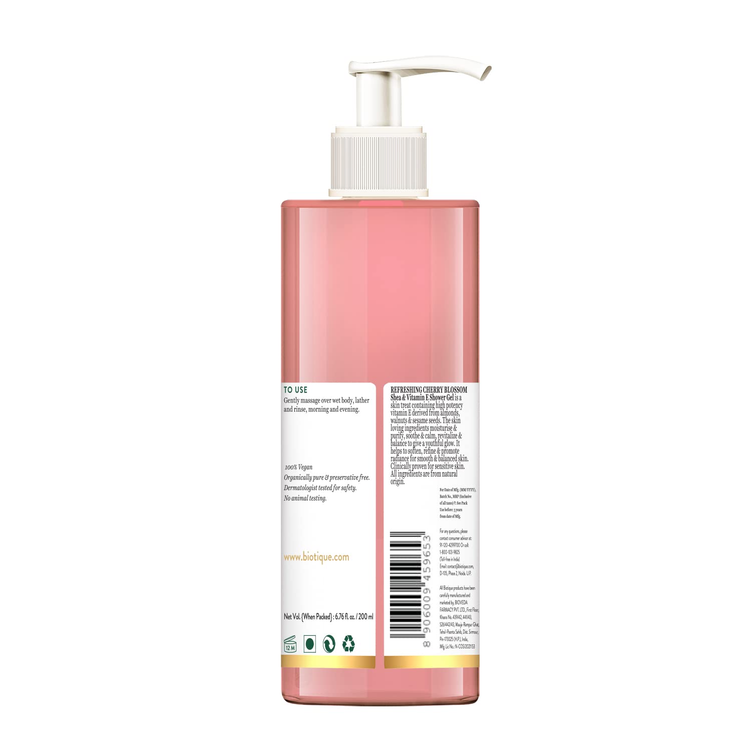 Biotique Advanced Organics Refreshing Cherry Blossom Shea & Vitamin E Shower Gel - 200 ml