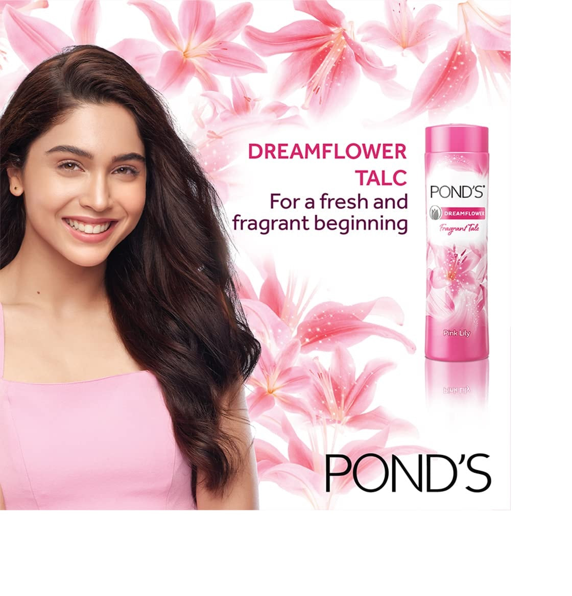 Pond’s Dreamflower Fragrant Talc – Pink Lily Freshness, Long-Lasting Fragrance (100 g)