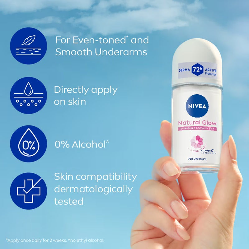 Nivea Natural Glow Smooth Skin Deodorant Roll On For Women - 50 ml